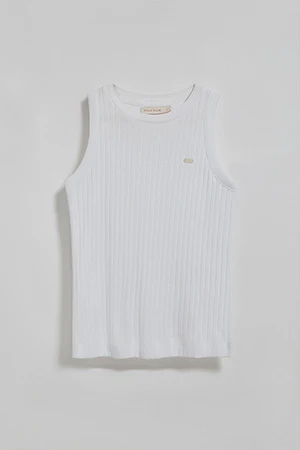 Camiseta top Tamika blanca acanalada con detalle de botón nacarado Polo Club - Image 11