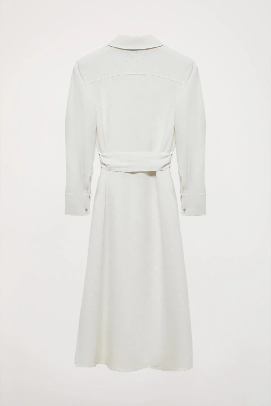 Vestido midi de lino blanco con detalle bordado - Image 11