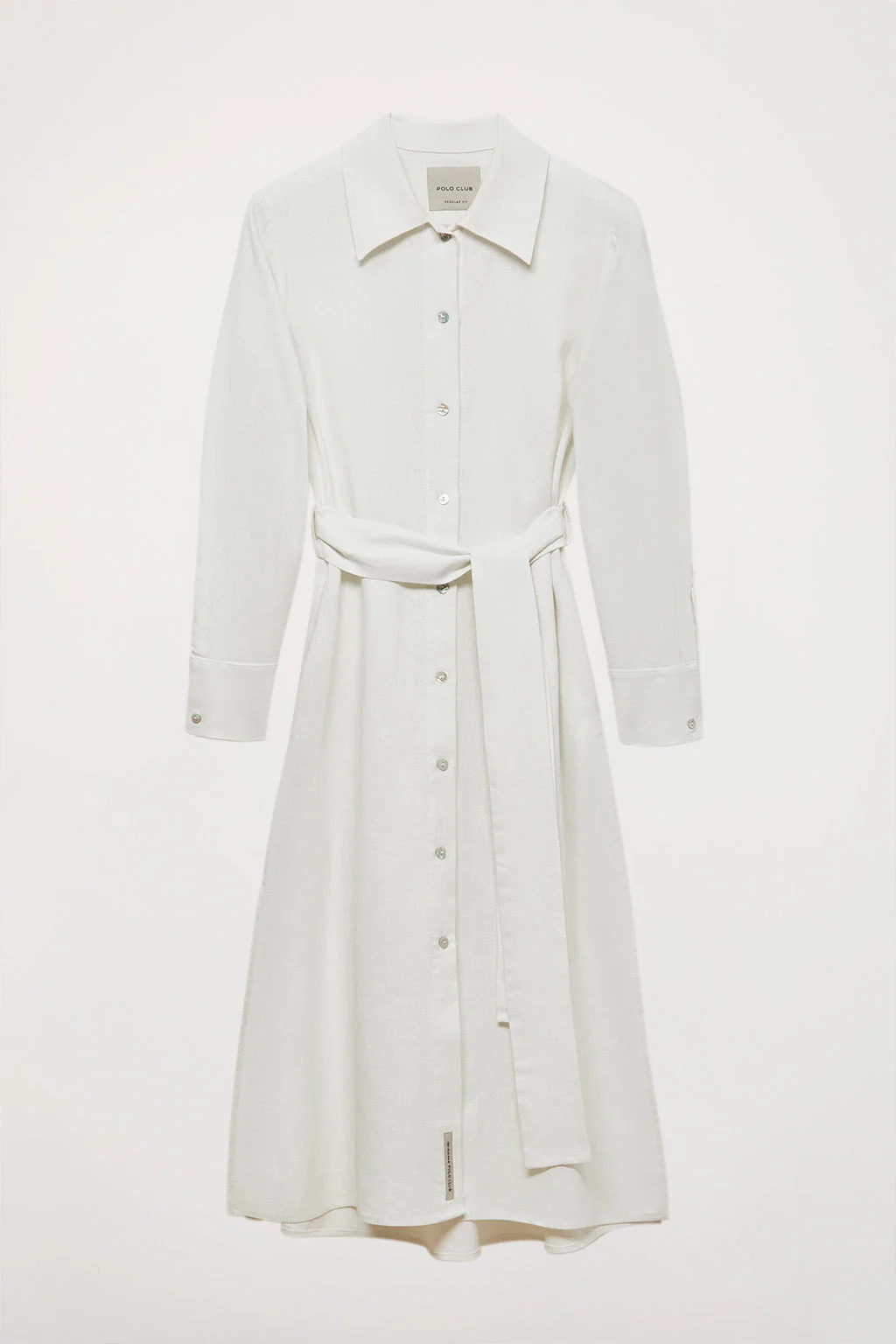 Vestido midi de lino blanco con detalle bordado - Image 7
