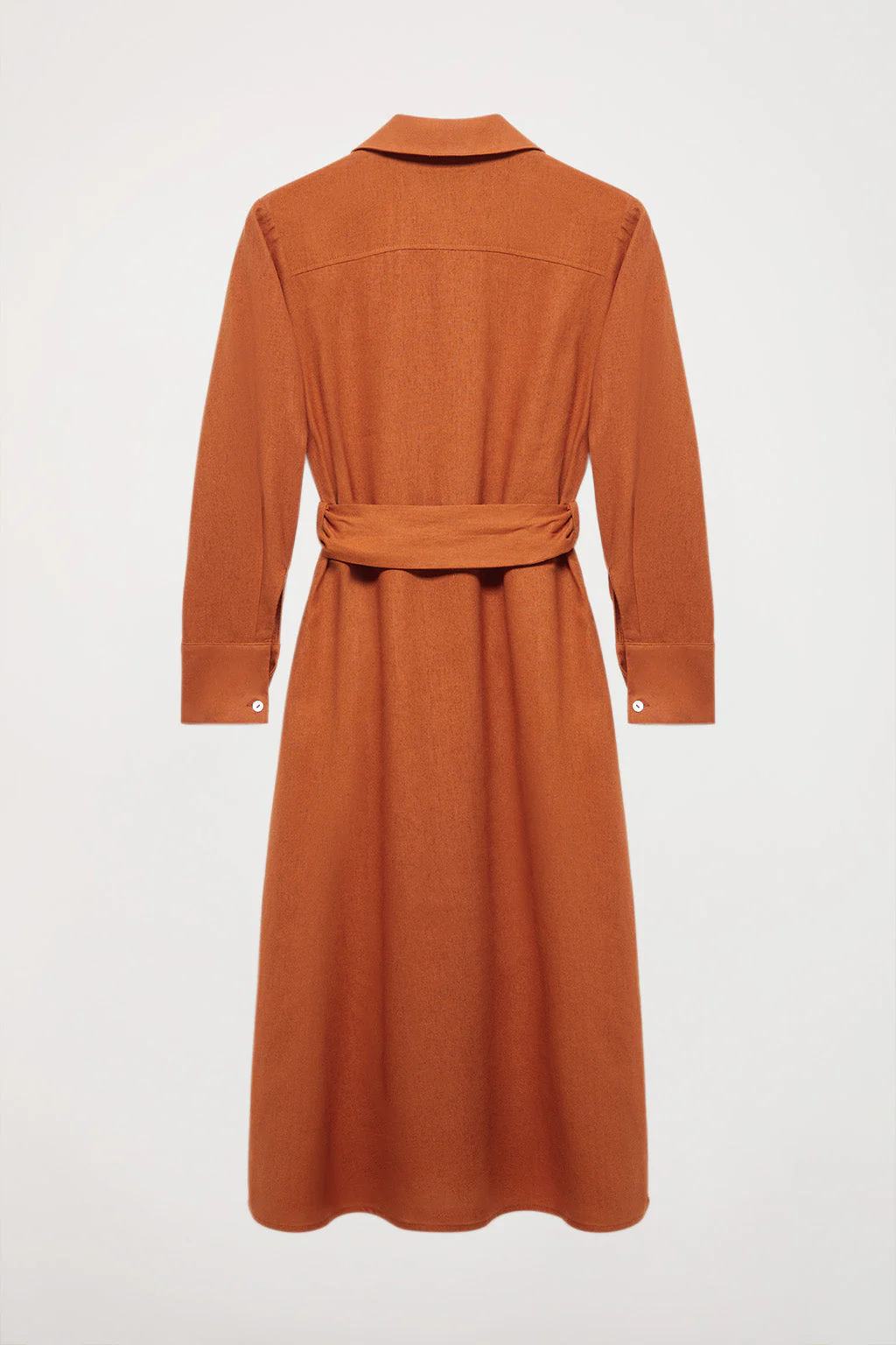 Vestido midi de lino color caldera con detalle bordado - Image 11