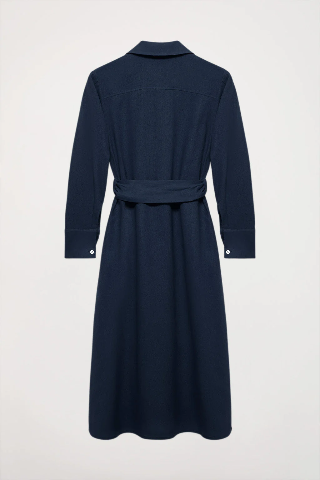 Vestido midi de lino azul marino con detalle bordado - Image 11