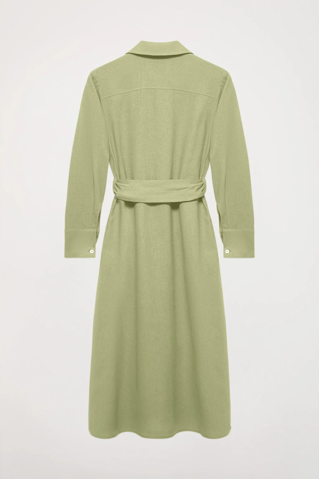 Vestido midi de lino verde con detalle bordado - Image 11
