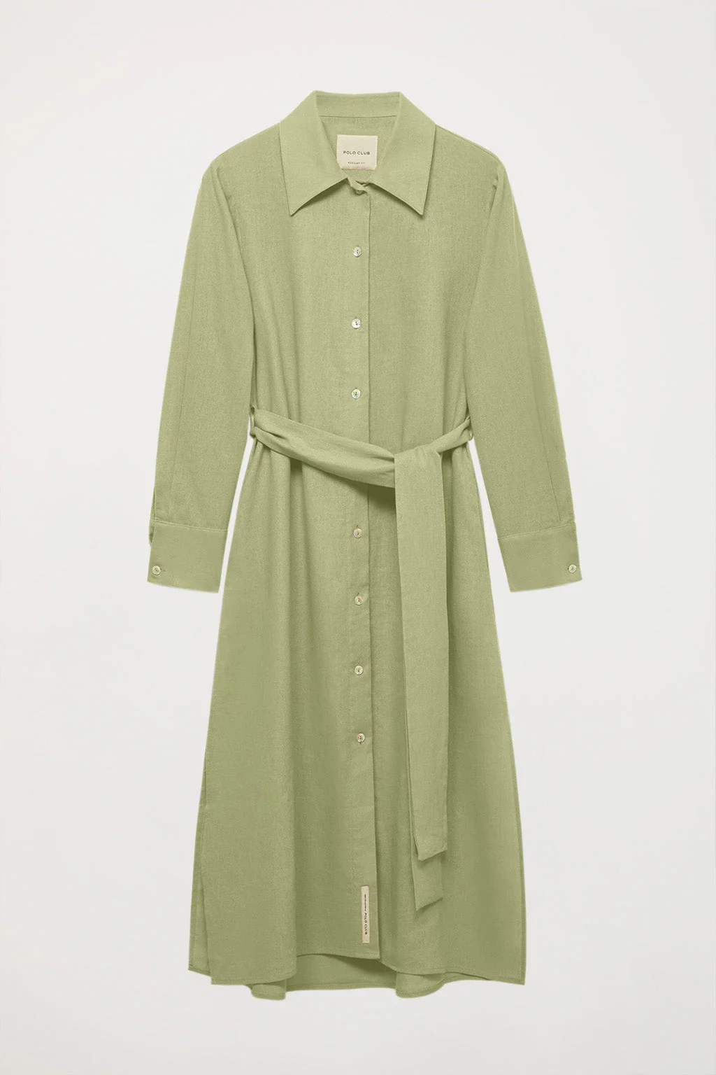 Vestido midi de lino verde con detalle bordado - Image 13
