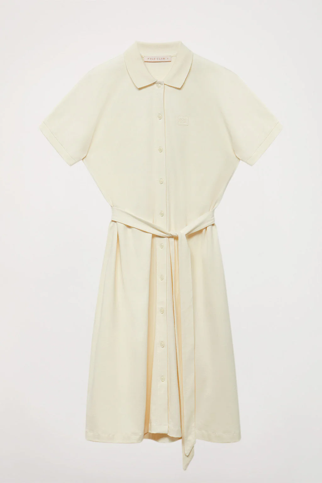 Vestido midi beige con logo bordado al tono - Image 6