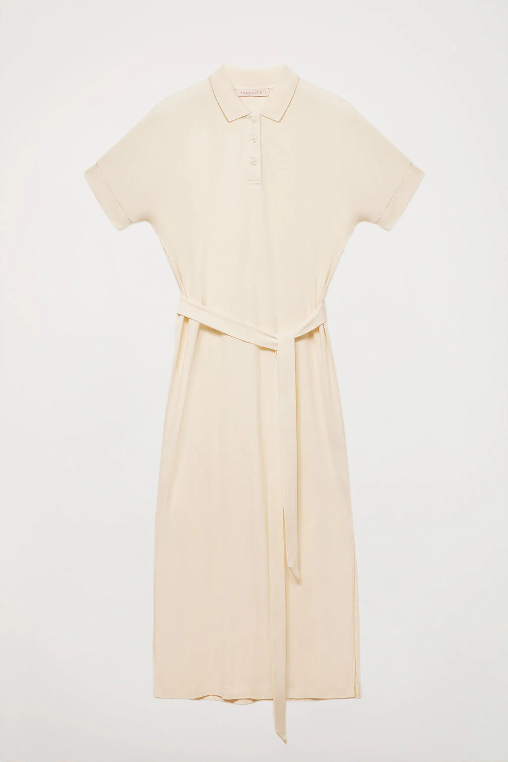 Vestido beige con manga dolman y bordado al tono - Image 6