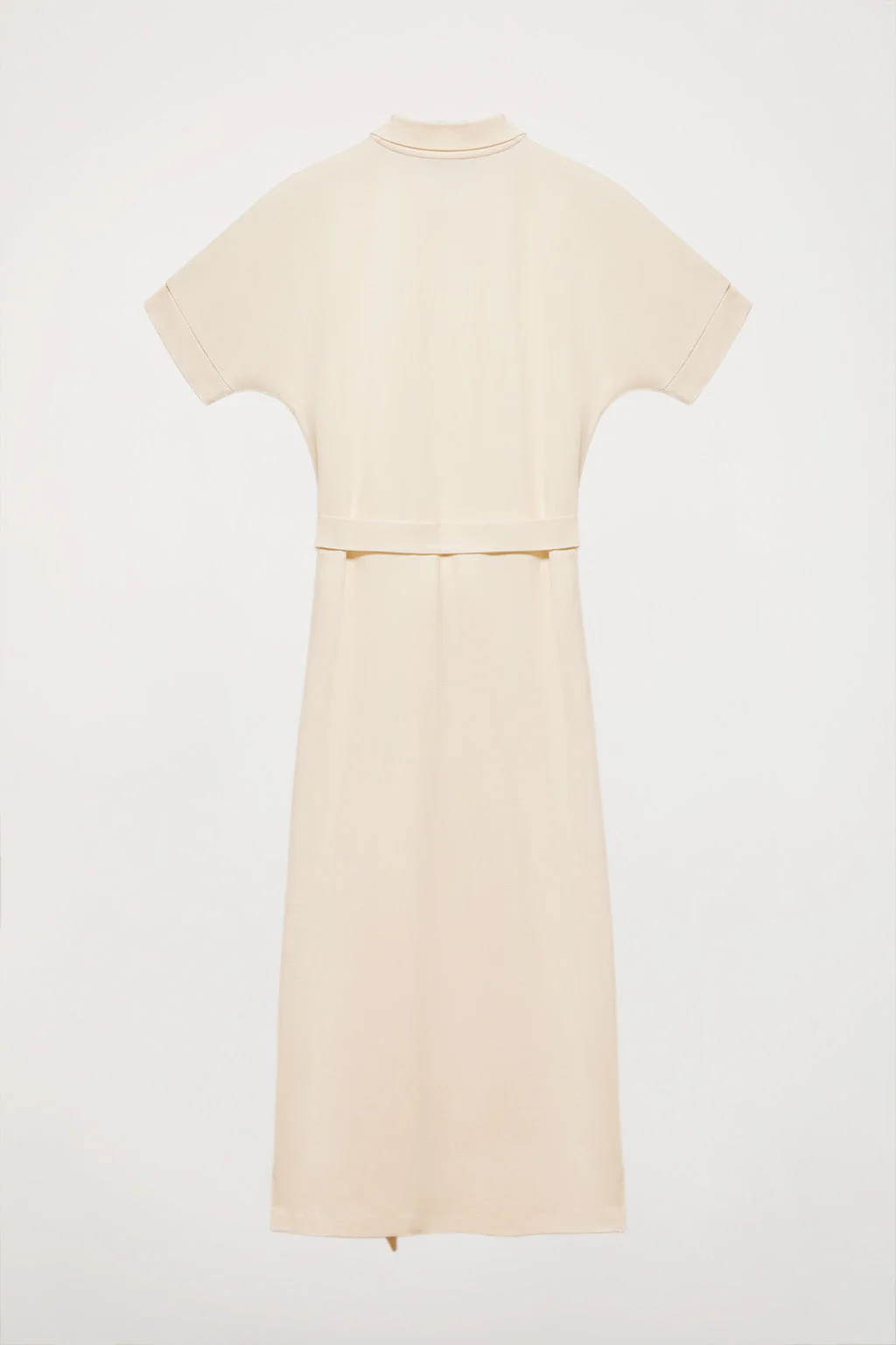 Vestido beige con manga dolman y bordado al tono - Image 9