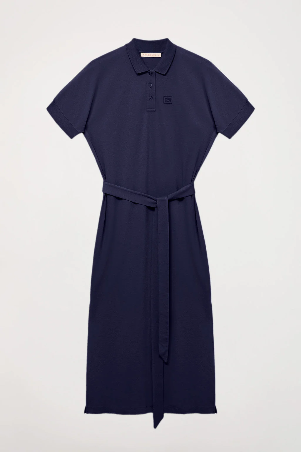 Vestido azul marino con manga dolman y bordado al tono - Image 7
