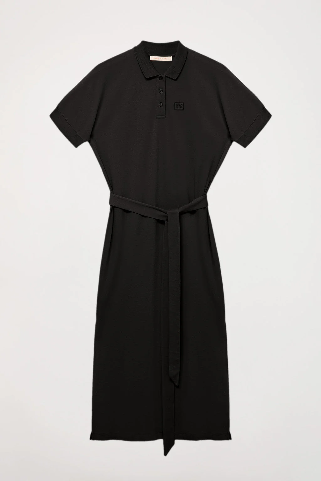 Vestido negro con manga dolman y bordado al tono - Image 6