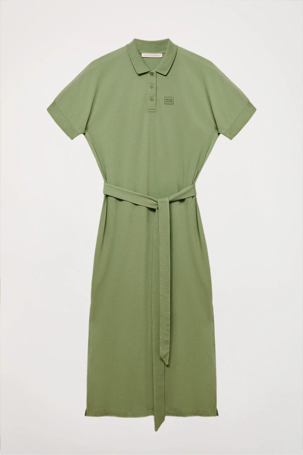 Vestido verde con manga dolman y bordado al tono - Image 10