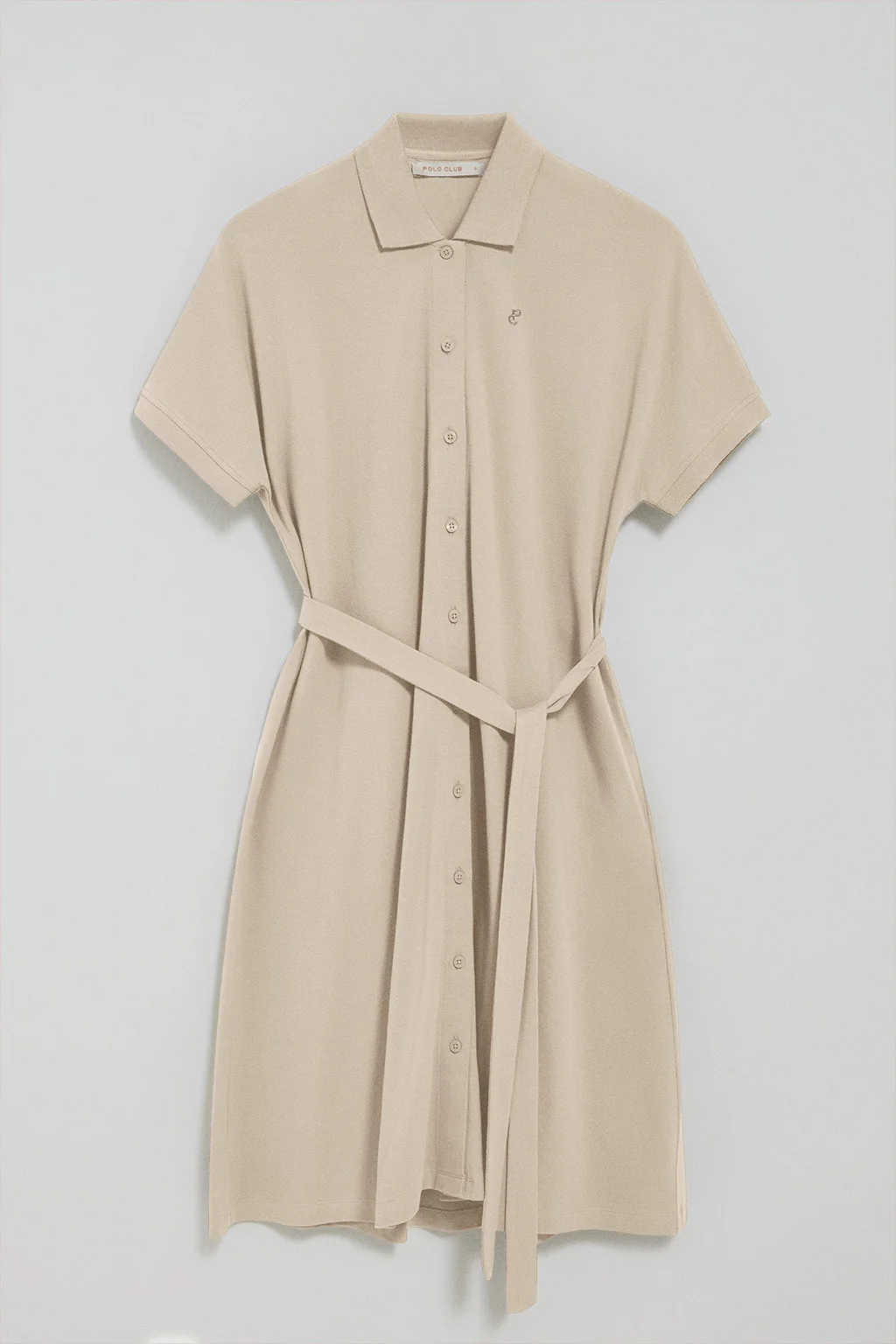 Vestido beige abotonado con bordado PC - Image 6