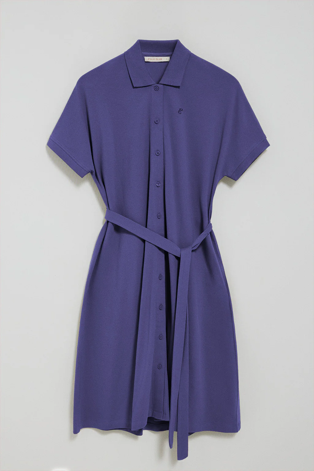 Vestido violeta azulado abotonado con bordado PC - Image 9