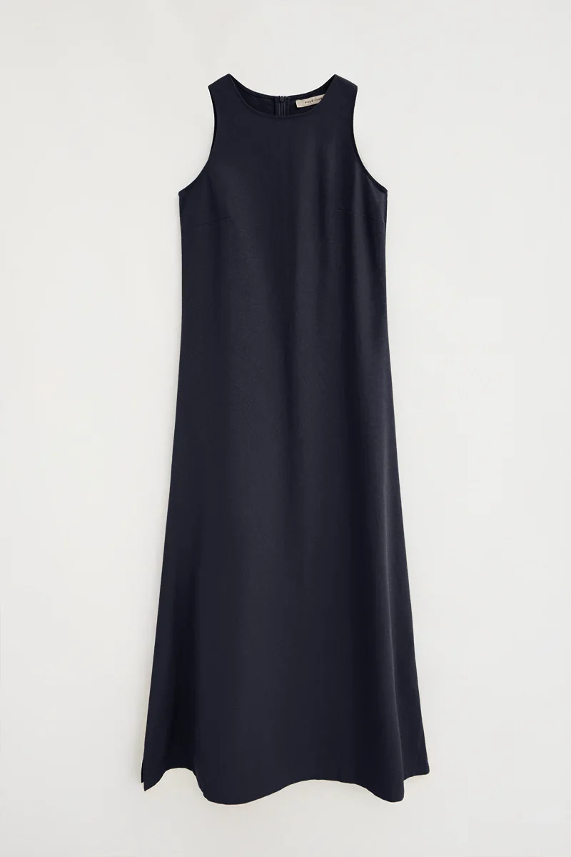 Vestido cotolino azul marino sin mangas con logo Polo Club - Image 6