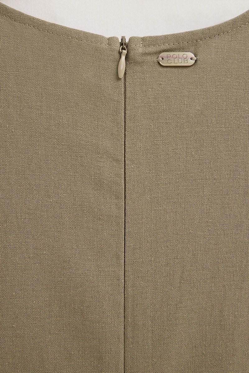 Vestido cotolino caqui sin mangas con logo Polo Club - Image 8