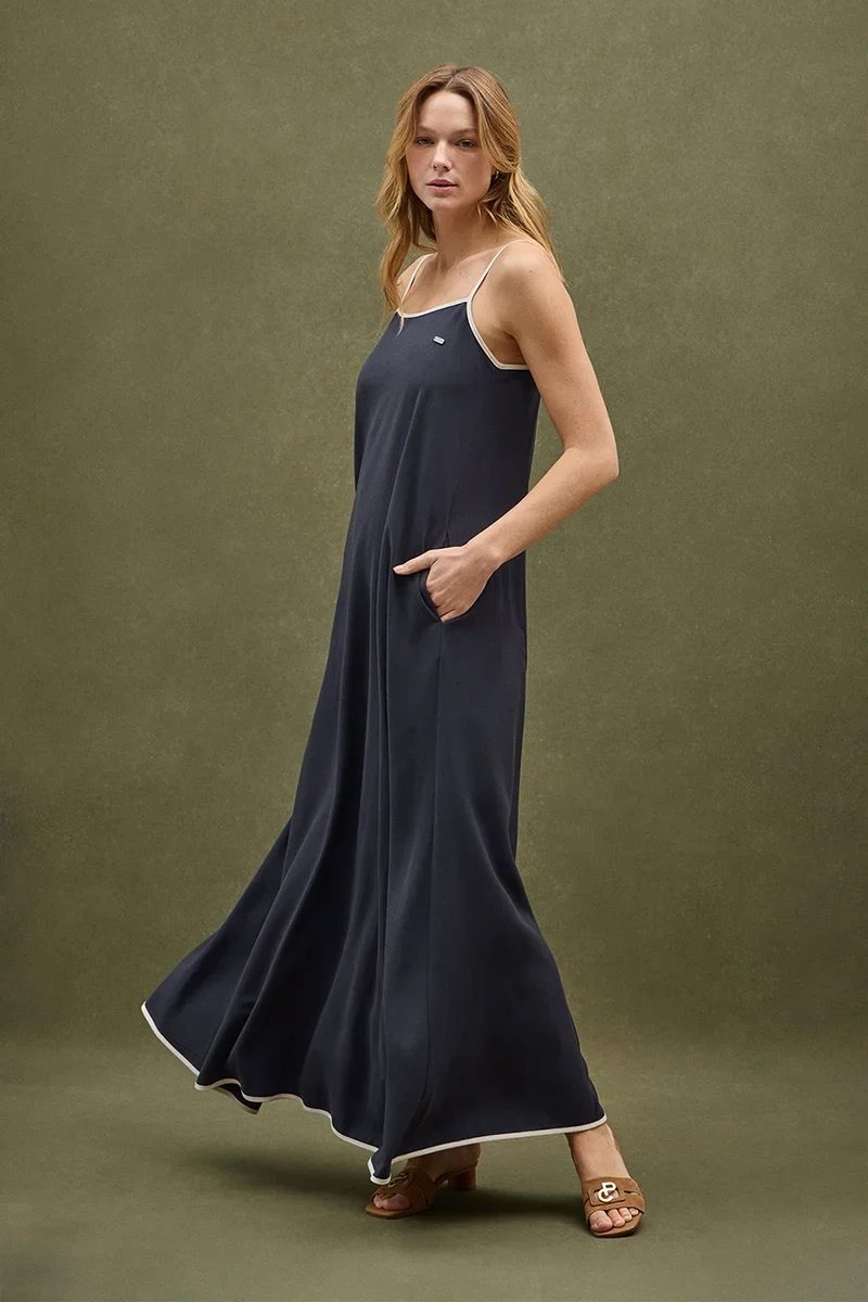 Vestido de tirantes azul marino con corte holgado Polo Club