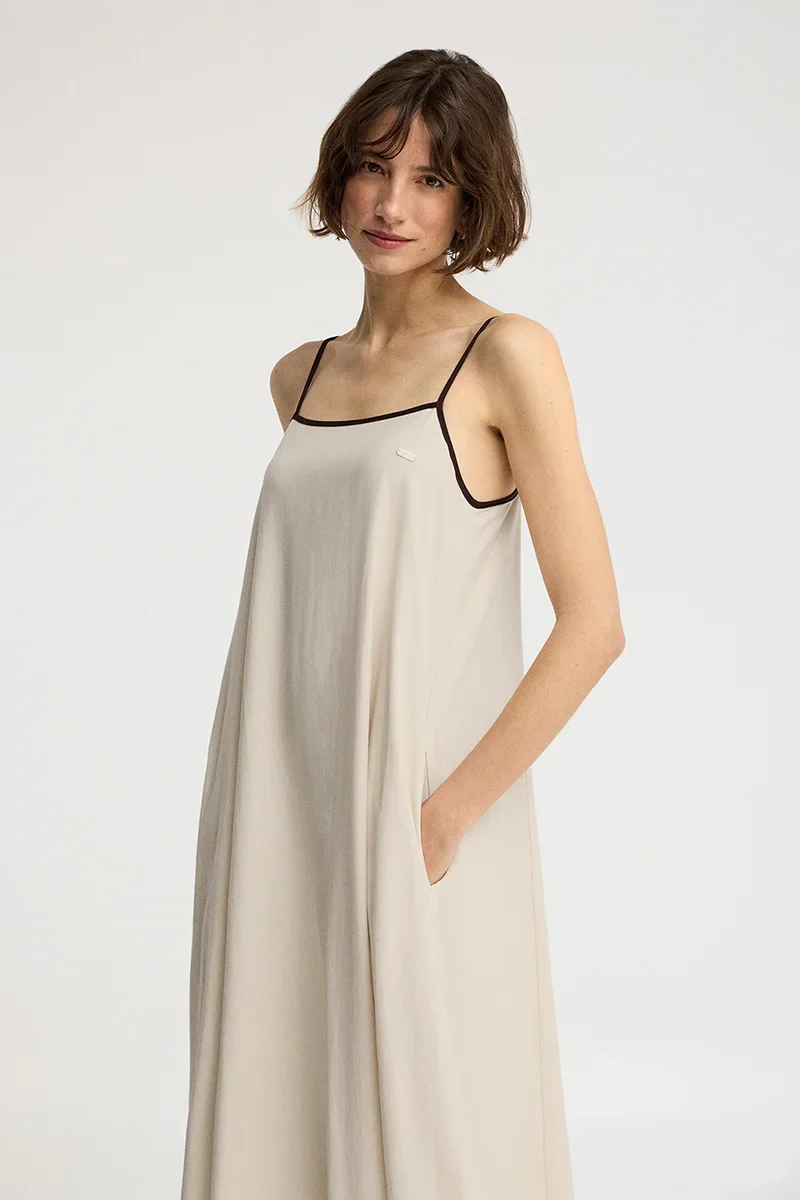 Vestido de tirantes color crudo con corte holgado Polo Club - Image 2