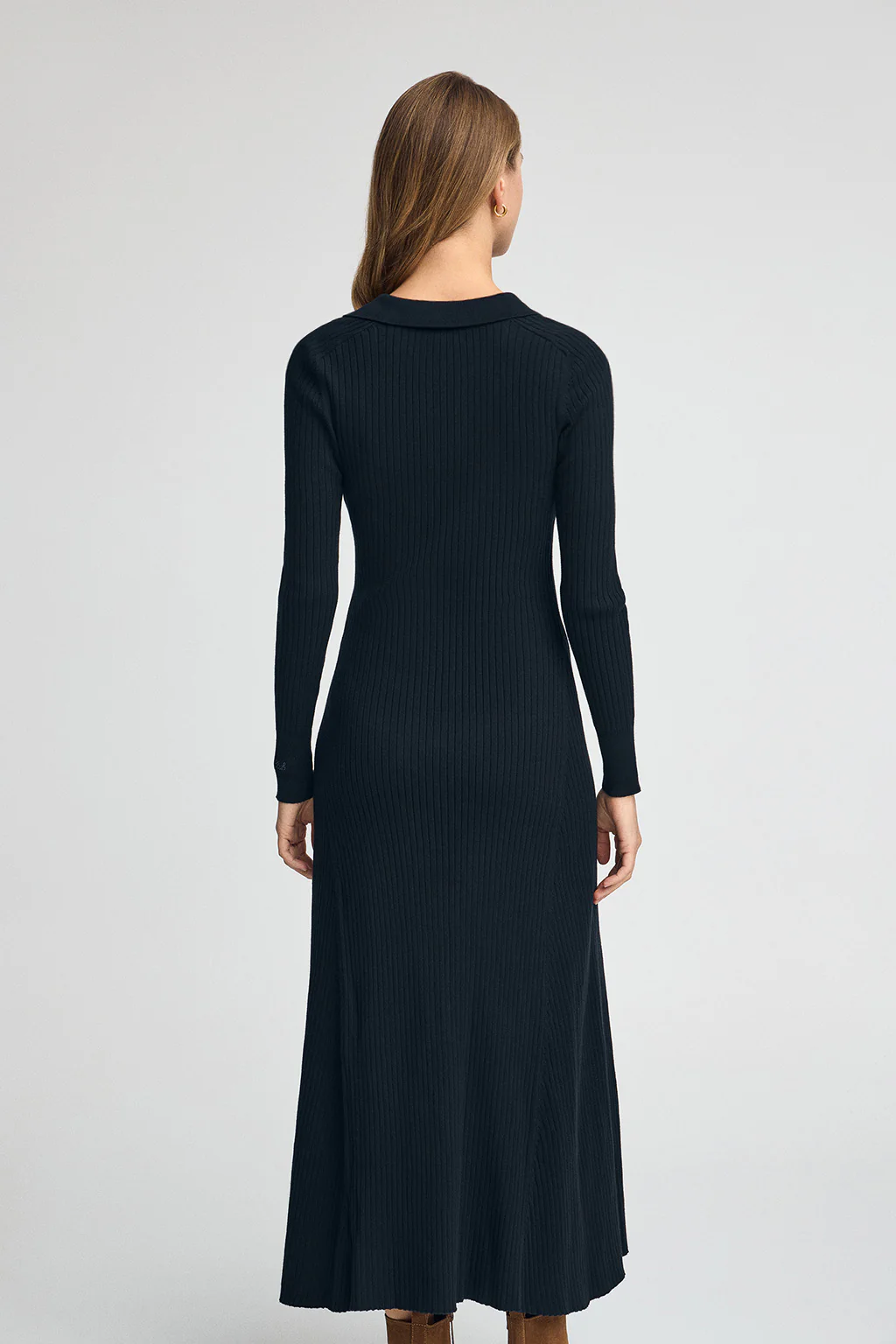 Vestido midi de punto azul marino con logo Polo Club - Image 5