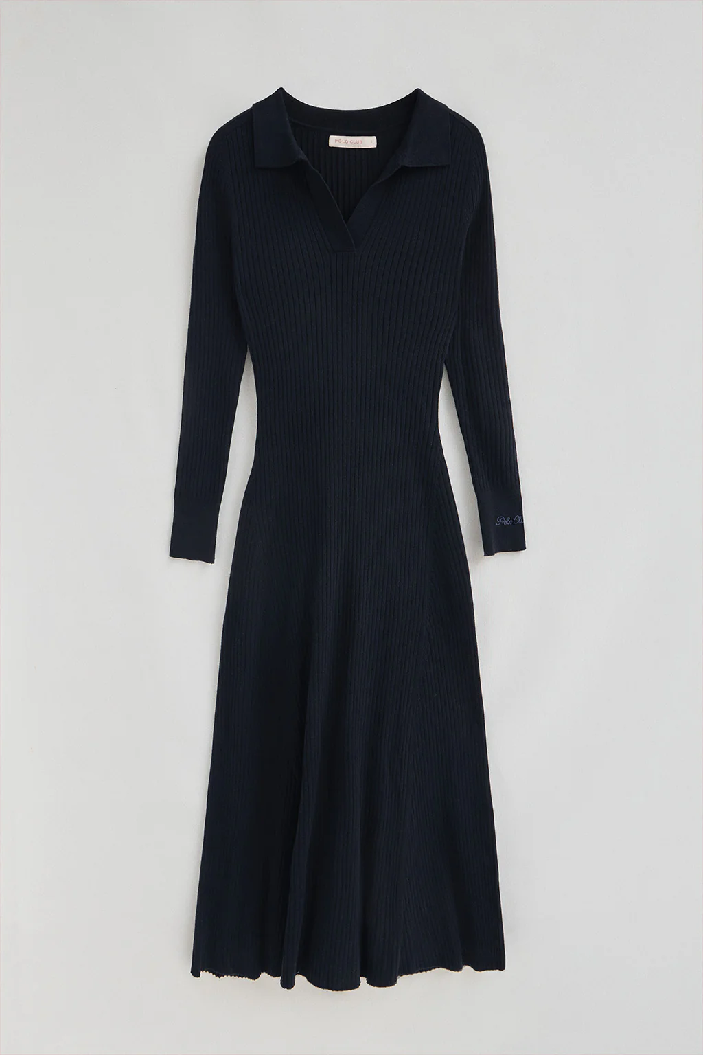 Vestido midi de punto azul marino con logo Polo Club - Image 6