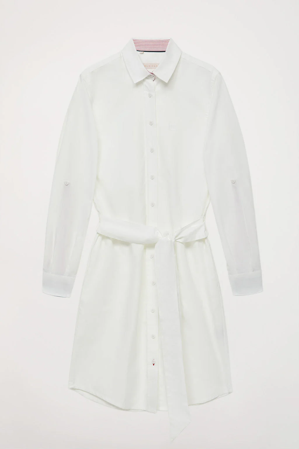 Vestido camisero blanco de manga larga con detalle bordado - Image 13