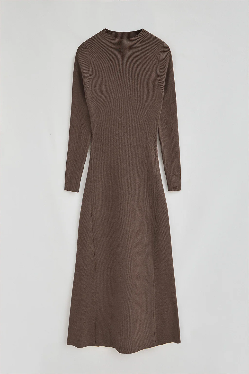 Vestido largo de cuello perkins marrón con logo Polo Club - Image 6