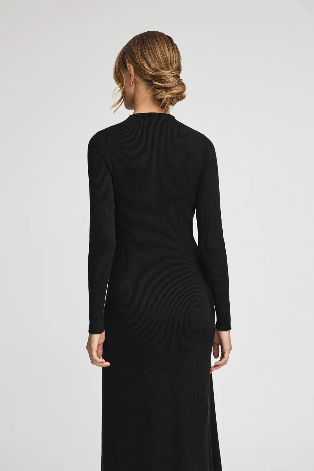 Vestido largo de cuello perkins negro con logo Polo Club - Image 5