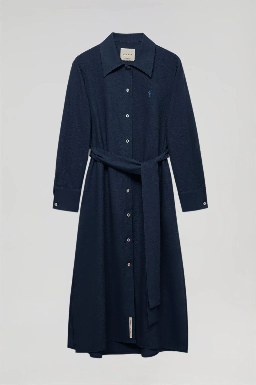 Vestido midi de lino azul marino con detalle bordado Rigby Go - Image 12