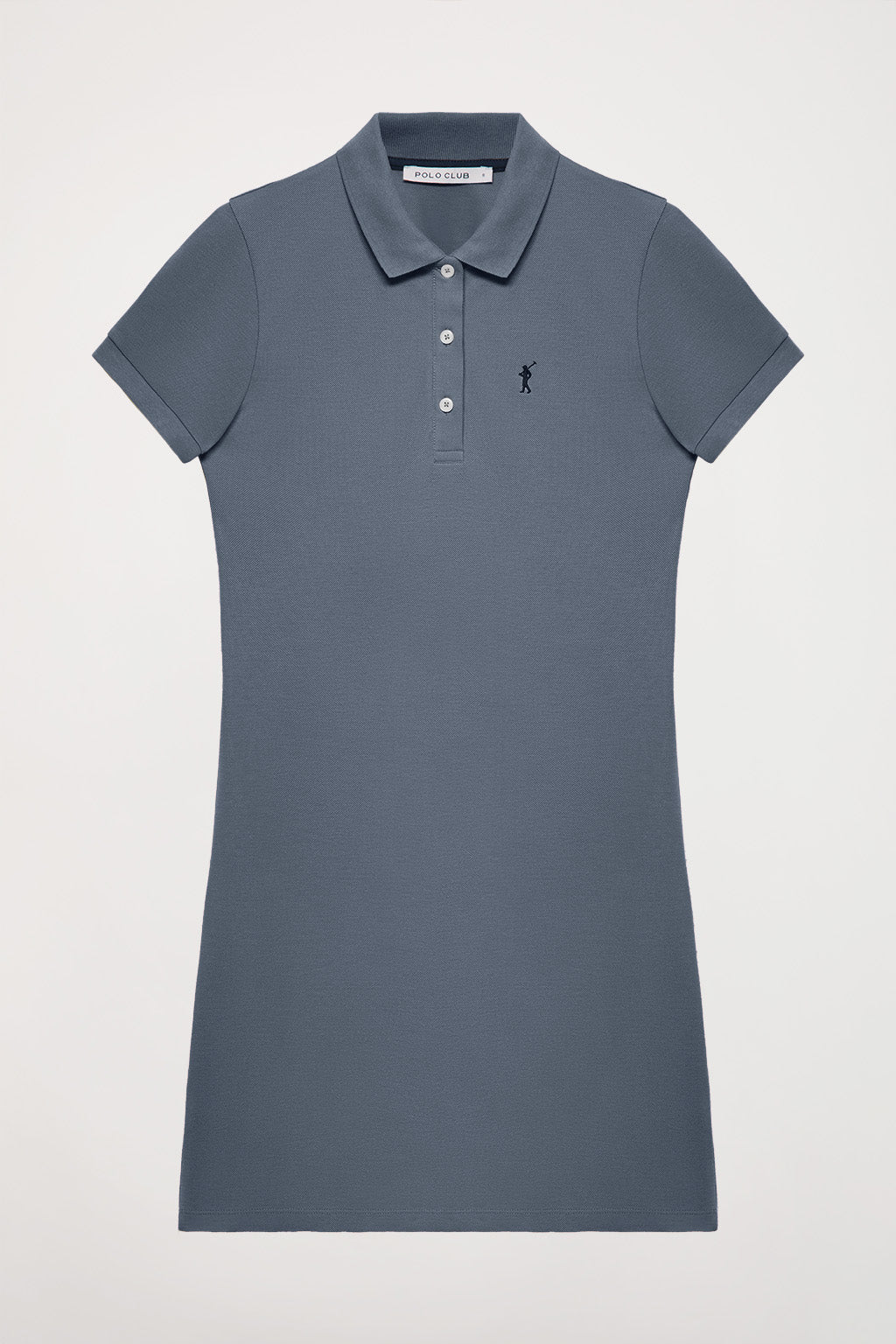 Vestido polero manga corta azul denim con bordado Rigby Go - Image 10
