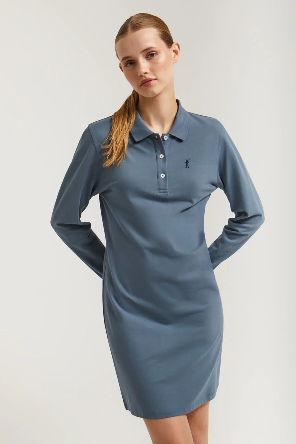 Vestido polero piqué azul denim con bordado Rigby Go - Image 2