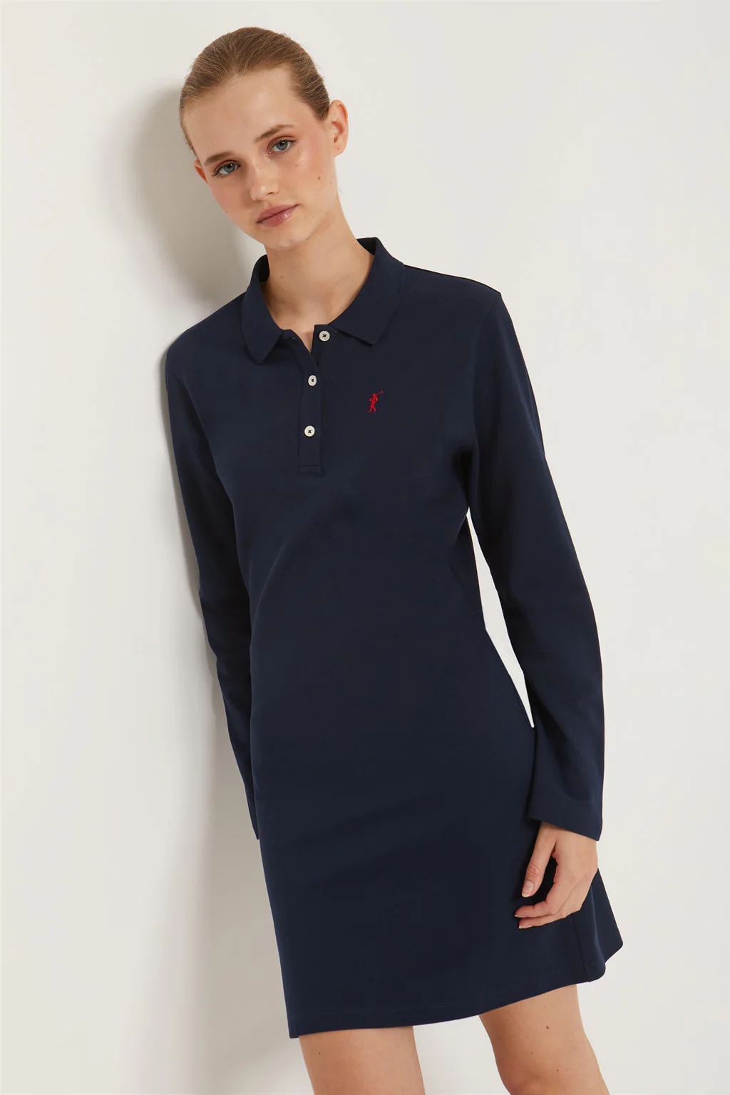 Vestido polero piqué azul marino con bordado Rigby Go - Image 4