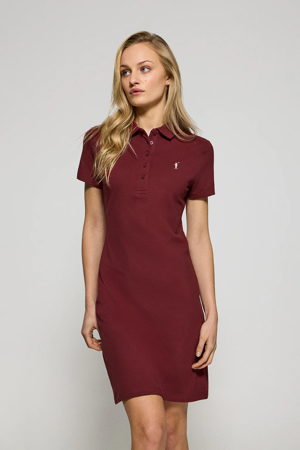Vestido polero granate con logo Rigby Go