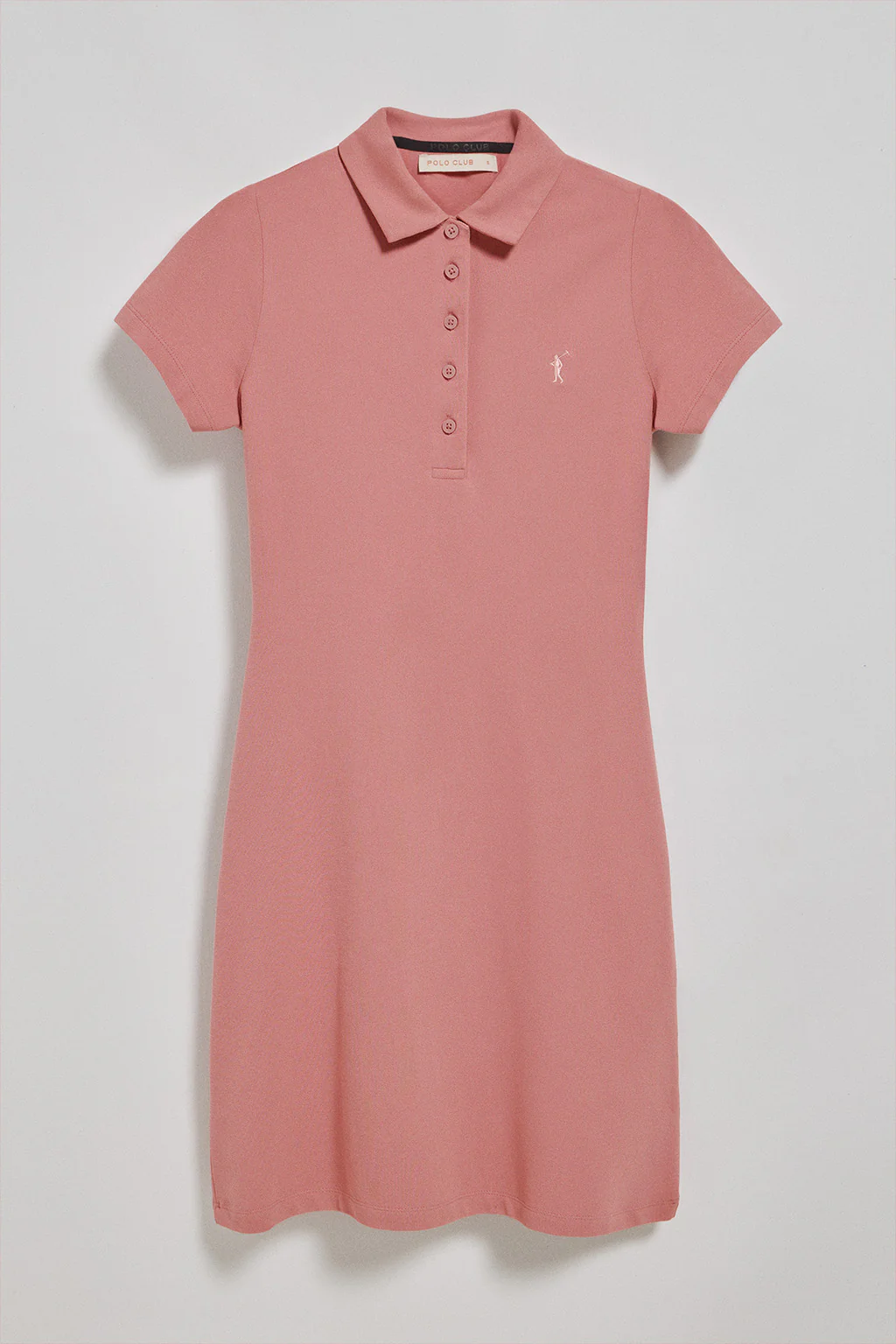 Vestido polero rosa empolvado con logo Rigby Go - Image 7