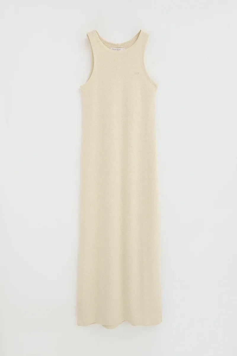 Vestido color crema de punto rustico con logo Polo Club - Image 9