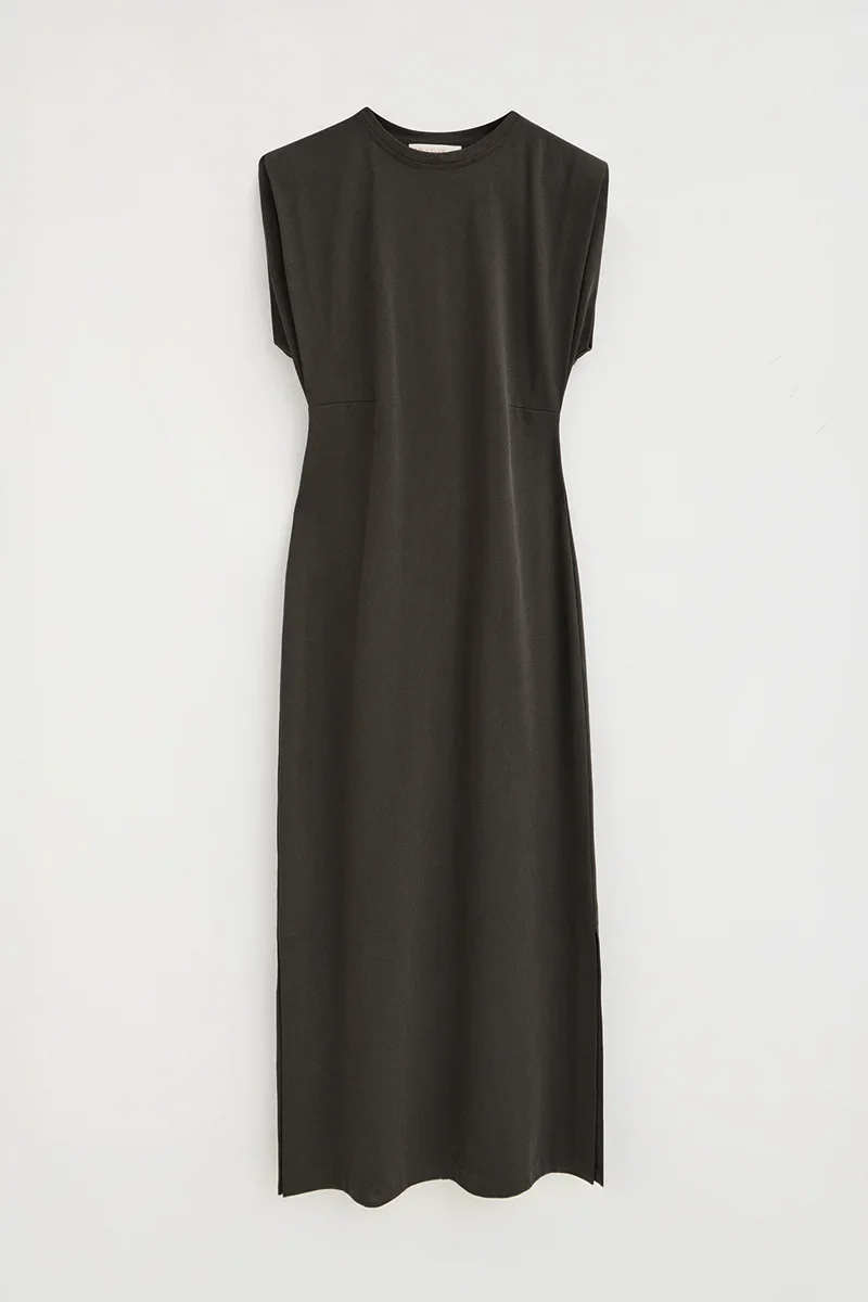 Vestido gris piedra sin manga y cuello redondo con logo Polo Club - Image 6