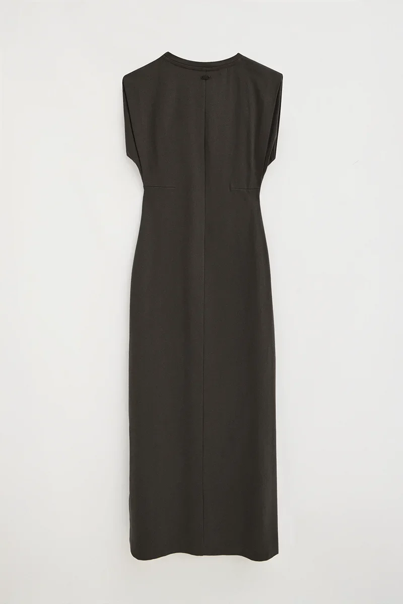 Vestido gris piedra sin manga y cuello redondo con logo Polo Club - Image 8