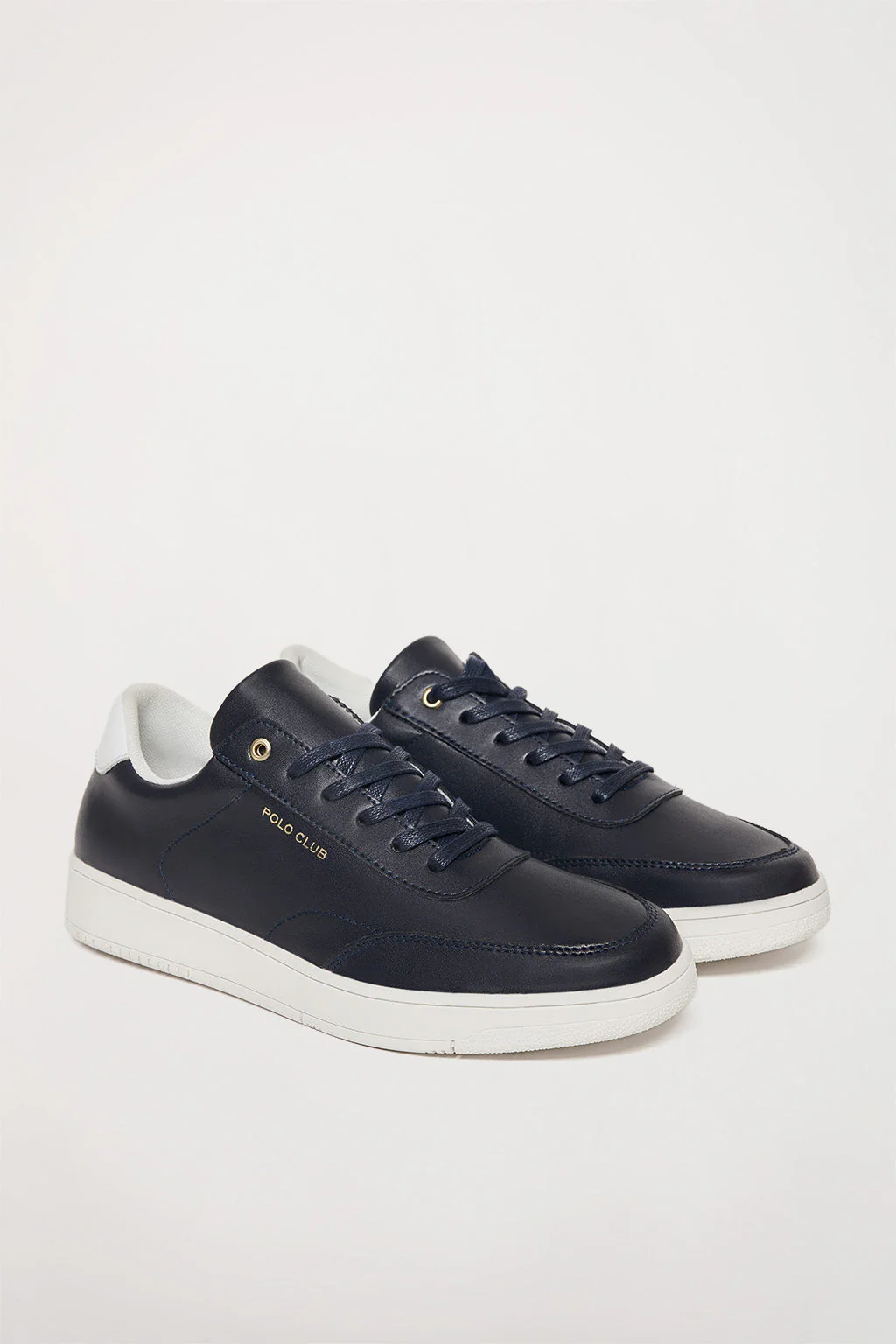 Zapatilla casual azul marino de piel con detalles dorados - Image 5